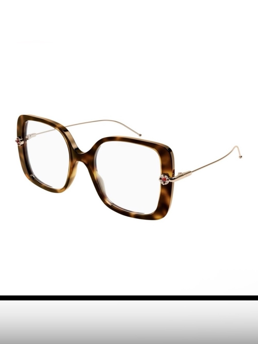 Pomellato Eyeglasses PM0098O-002 Havana Gold Tortoise Square Women Italy NEW